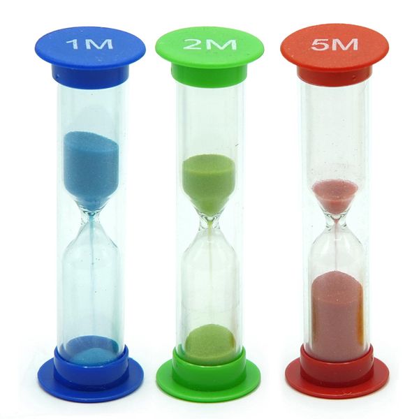 Sand Timer Small Set of 03 Colorful Hour Glass Handy Plastic Covered Clock Timer 1 min 2 min 5 min