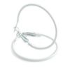 40mm D/White Enamel Slim Hoop Earrings