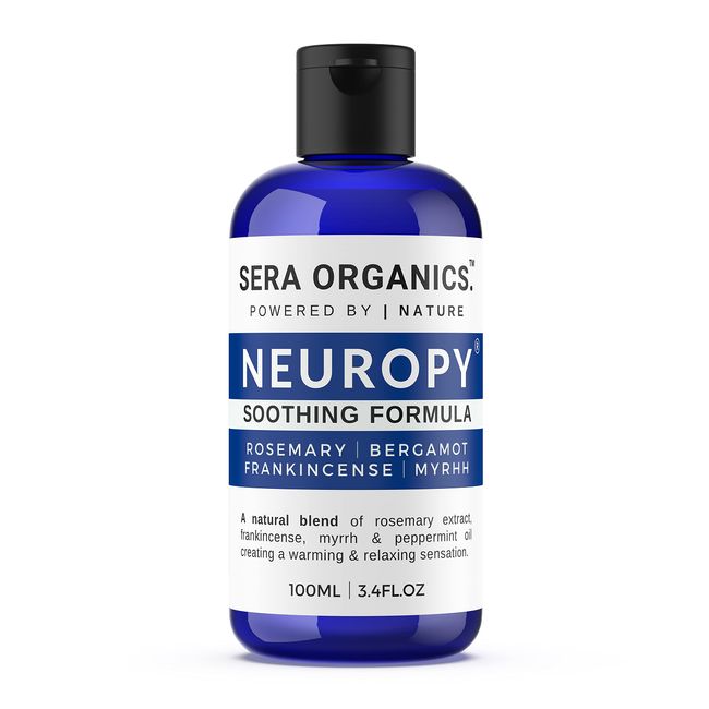 Neuropathy Nerve Relief Oil for Feet, Hands, and Legs – Soothing Blend with Frankincense, Myrrh, Peppermint, and Rosemary Essential Oils (100ml) – All-Natural, Made in the UK | Sera Organics