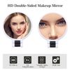 Double Sided Desktop Vanity Mirror with 5x Magnifying Mirror on One Side 360° Rotating (White)