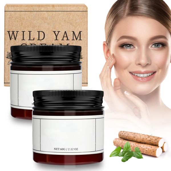 Daioai 2Pcs Organic Wild Yam Cream for Hormone Balance, 60g/2 oz Wild Yam Root Cream, Natural Night Sweats Cream, Wild Yam Balancing Butter for Man & Women, Deep Moisturization