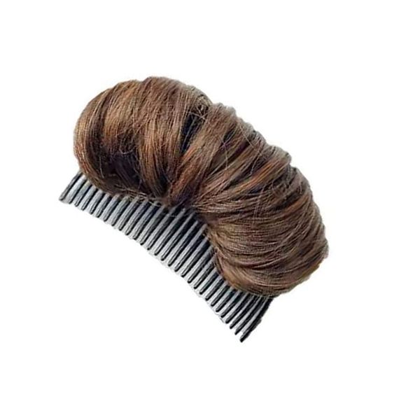 Bump Up Comb Clip Bun Hair Half Ball Head Coil Beehive Fluffy Hair Pad Styling Insert Tool Increased Hair Pad Hair Accessories (Light Brown)