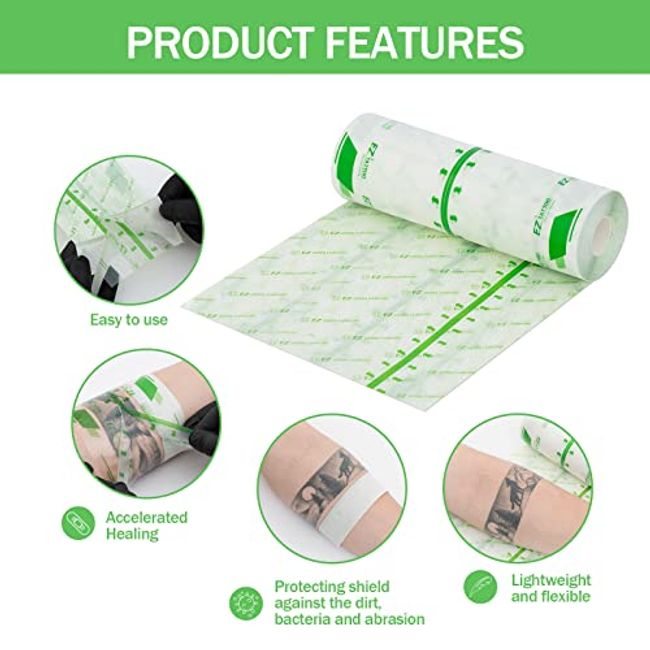  Tattoo Aftercare Bandage Roll Waterproof Transparent Film Second  Skin Bandage for Tattoo Initial Healing and Skin Repair Adhesive Tattoo  Supply Wrap (6 in x 1 yd Roll) : Beauty & Personal Care