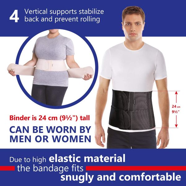 TOROS GROUP MANUFACTURE Abdominal binder support bandage Back support belt Abdominal belt Belly support height 24 cm Medium Beige