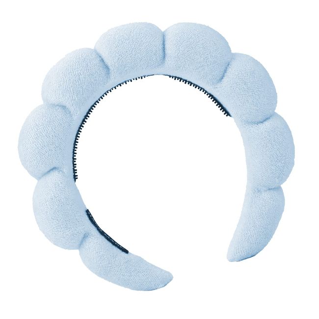 Spa Headband, Puffy Soft Facial Makeup Headband for Women Girls Washing Face and Facial Mask (Blue)