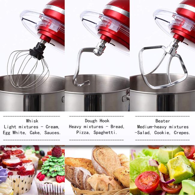 Electric Stand Mixer,10+p Speeds With 6.5QT Stainless Steel Bowl,Dough  Hook, Wire Whip & Beater,for Most Home Cooks