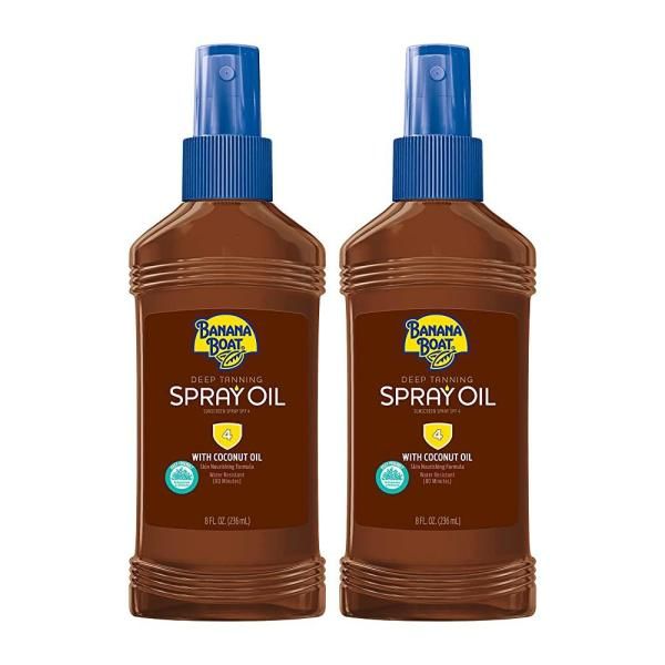 Banana Boat Deep Tanning Oil Pump Spray Sun Protection SPF 4 Twin Pack | Dark Outdoor Oxybenzone Free Block