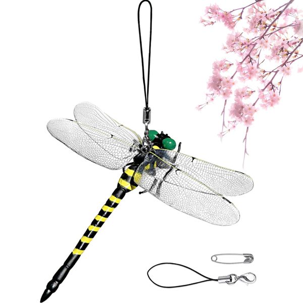 Natural Enemy Insect Repellent Dragonfly, Genuine, 4.7 inches (12 cm) Class, Dragonfly, Mosquito, Insect Repellent, Key Holder, Figure, Brooch with Strap, Safety Pin Included, Outdoor, Camping,