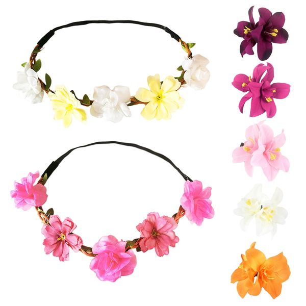 5 Doppelte Orchideen-Haarspangen, 2 Blumengirlanden-Stirnbänder, Blumen-Haarspangen, Festival-Accessoires, Blumen-Haar-Accessoires, Haar-Blumen-Clips, Blumen-Haarspangen Für Frauen