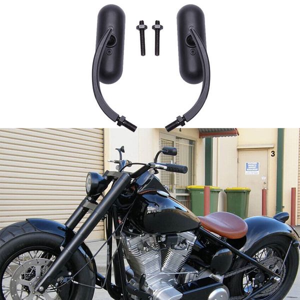Black Motorcycle Mini Oval Side Mirror For Harley Touring Night Train Road Glide