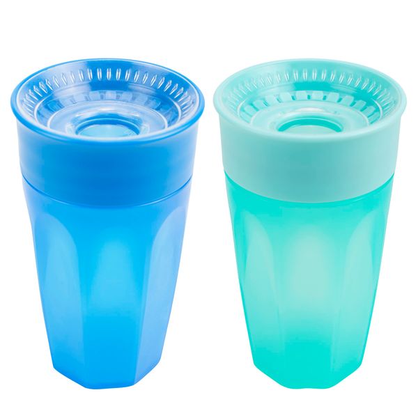 Dr. Brown's Milestones Cheers 360 Training Sippy Cups for Babies and Toddlers, Blue & Aqua, 10oz, 2-Pack, BPA Free, 9m+