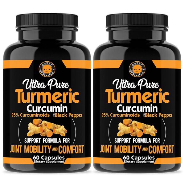 Ultra Pure Turmeric Curcumina 95% w  Black Pepper Flexibility Joint Health 2PK