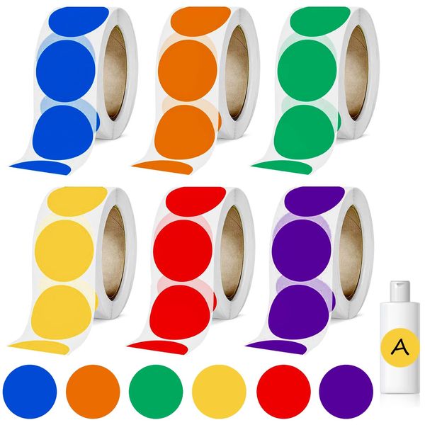 CONJURAIDE 3000 Stück Klebepunkte Bunt, 25mm Punkte Aufkleber Rund Bunte Klett Farbige Klebepunkte Ablösbar Markierungspunkte Selbstklebend Glue Dots Markers Kinder Sticker Rund für Diy Büro Kalende