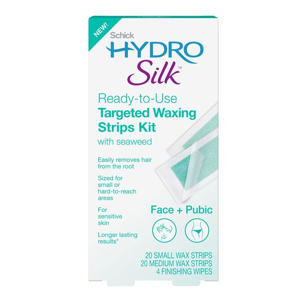 Schick Hydro Silk Waxing Strips for Face ,Hair Removal ,Eyebrow | Bikini Soft Wax Kit for Women