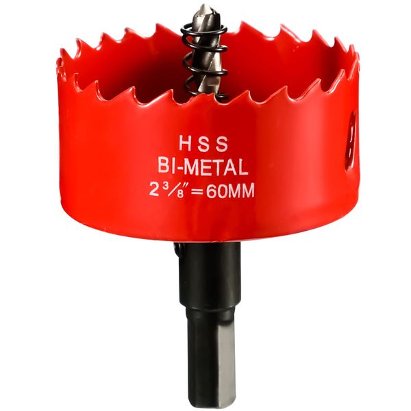 Hole Saw 60 mm, Bi-Metal Cutting Depth HSS M 42 Hole Cutter for Cutting Plastic, Drywall, Plasterboard and Soft Metal Sheet