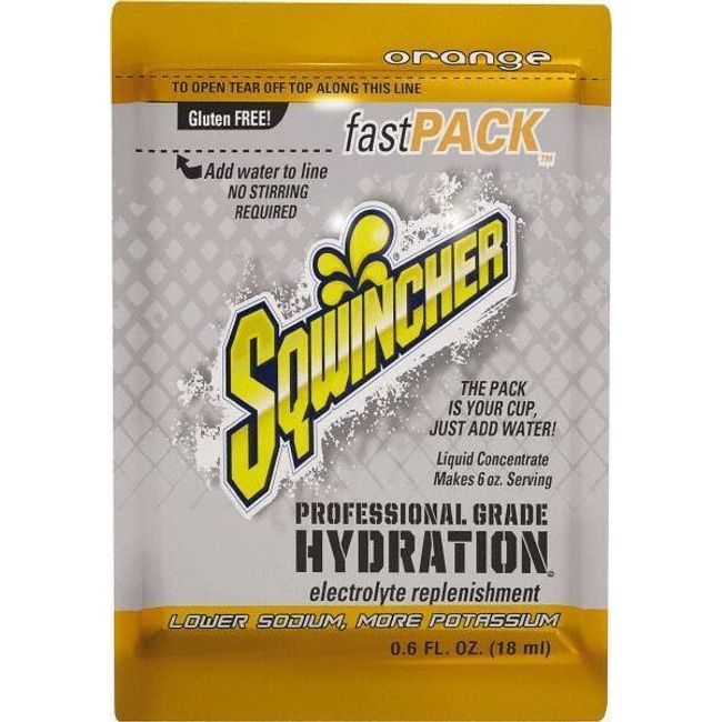 50 Count Sqwincher FastPack Orange Activity Drink Liquid Concentrate Packets