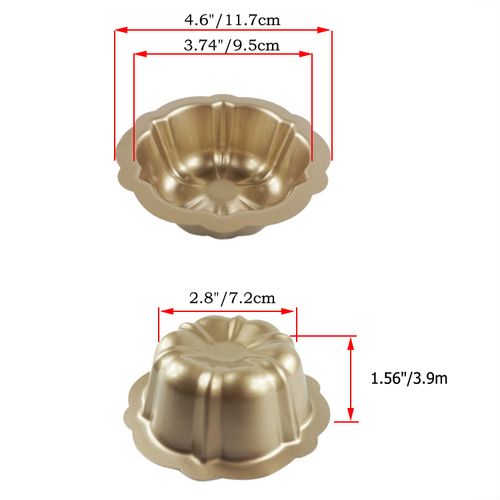 LoveDeal 10 Pack 4 Inch Mini Bundt Cake Pans for Baking, Nonstick Carbon Steel Fluted Cake Pan Set, Oven Baking Small Metal Round Pumpkin Shaped Cake Mold for Cupcake, Muffin, Brownie, Pudding - Gold