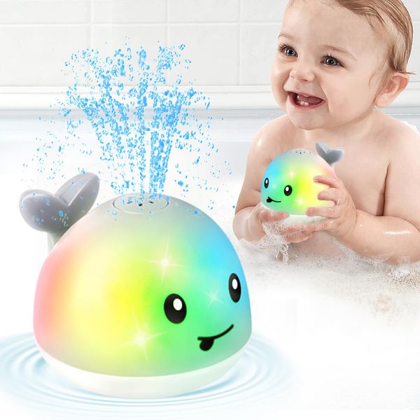 2024 Upgraded Whale Bath Toys for Babies, Light Up Bath Toys for Toddlers, Sprinkler Bathtub Toys Spray Fountain Water Pool Toys, Baby Infant Kids Birthday Shower Gifts