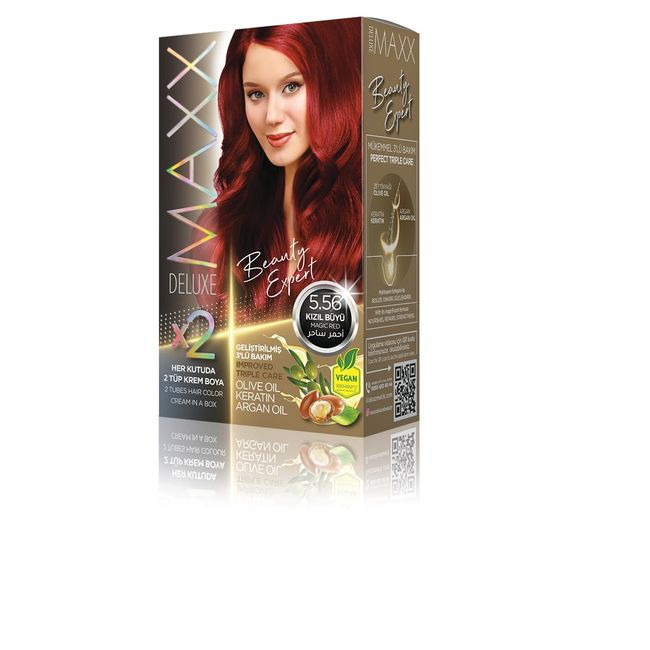 MAXX DELUXE BEAUTY EXPERT HAIR COLOR CREAM 1 KUTU (2 X 50 ML) KREM (Nar Kızılı 5.65)