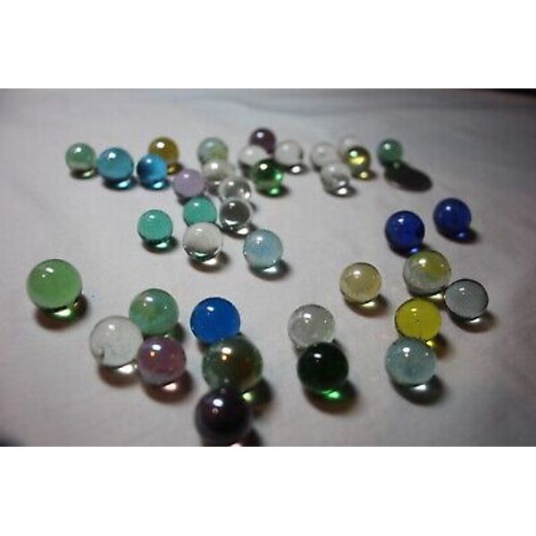 Glass Marbles pureys Toy Game Glass marble blues greens clear  35 pcs