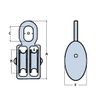 Double Sheave Pulley Block (Nylon Fixed Elongated Eye Rope Line Pulling) (50MM)
