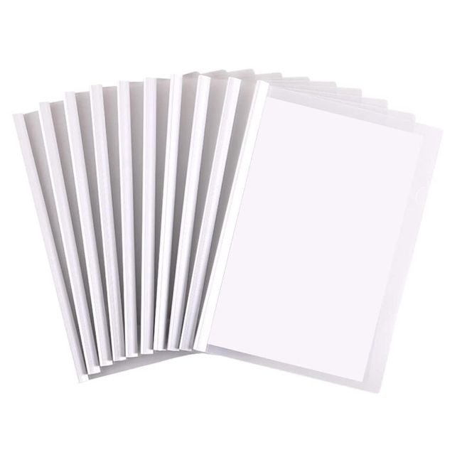 YINKE Slide Files A4 Thick Binding 1.5cm Wide Holds Up to 130 Sheets White 10 Pack Recommended Rail File Set for Folders, Meetings, Office, Seminars and Presentations (White)