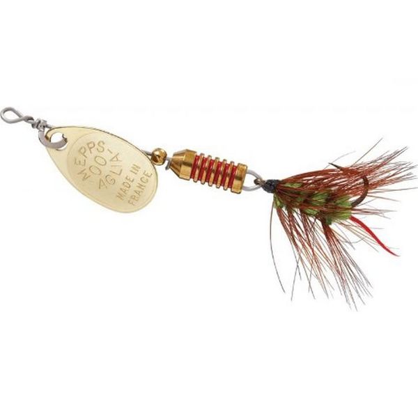 Mepp's Aglia Ultra Lite Wooly Worm Single Hook Fishing Lure, 1/18-Ounce, Gold/Green Tail