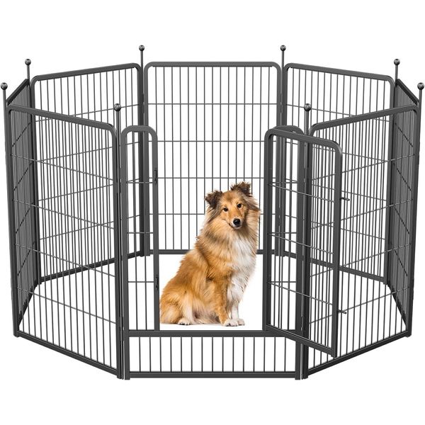 40" H 8 Panels Dog Pen with Doors Portable Pet Playpen for Yard, RV, Camping