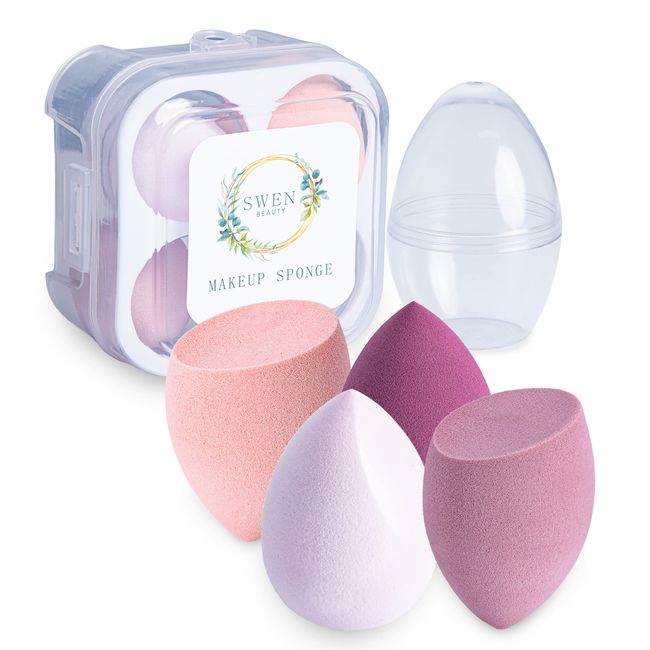 Make Up Schwamm Set, 6 Teiliges SWEN Beauty Sponge set - hohe Qualität, Schminkschwamm, Mischschwamm, Optimal für Flüssigkeit, Creme und Puder, Makeup Schwämmchen GERMAN BRAND