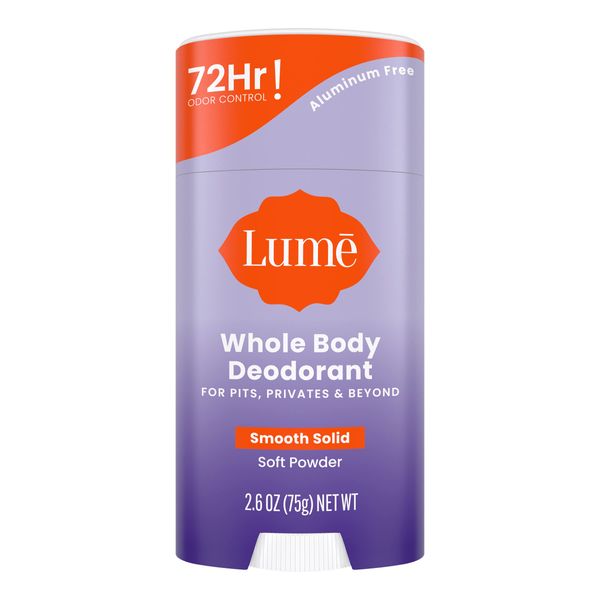 Lume Whole Body Deodorant - Smooth Solid Stick- 72 Hour Odor Control - Aluminum Free, Baking Soda Free and Skin Safe - 2.6 Ounce (Soft Powder)