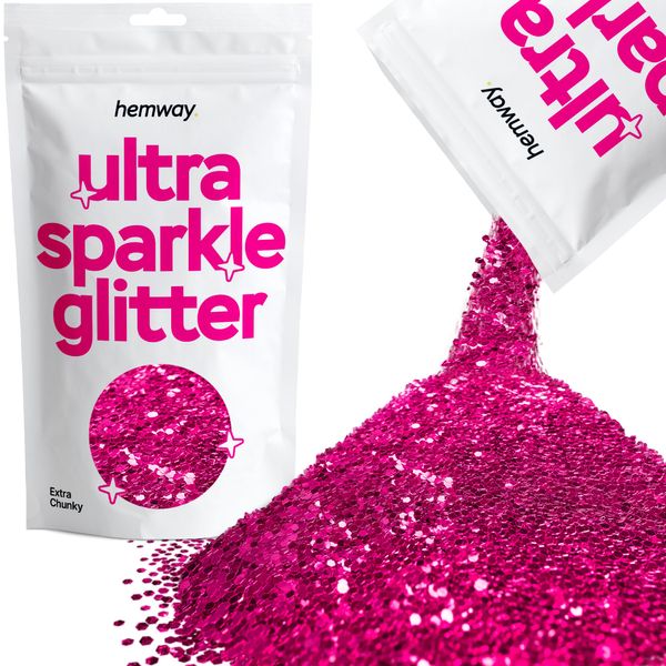 Dark Rose Pink Extra Chunky Ultra Sparkle Glitter, 100g / 3.5oz Glitters Powder Packs for Resin, Craft Glitter for Tumblers Candle Slime, Festival Body Face Nail Glitter Pink