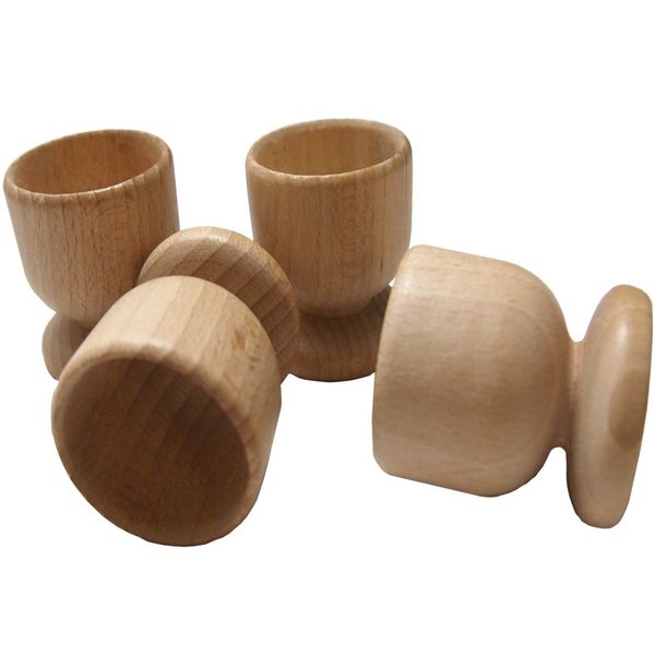 efo Wooden Egg Cups - Boiled Egg Holder - Easter Decor - Arts and Crafts DIY Unfinished Wood - Easter Gift - Egg Cup Set of 4