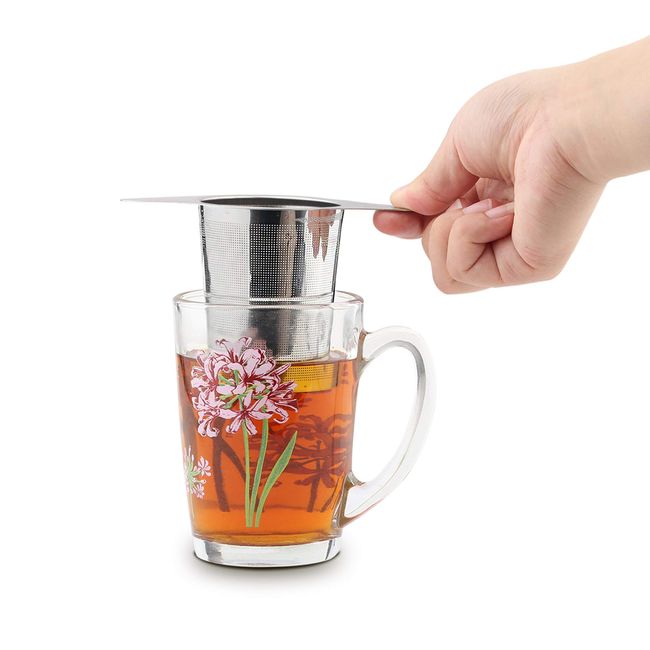 Yoassi Extra Fine 18/8 Stainless Steel Tea Infuser Mesh Strainer with Large  Capacity & Perfect Size Double Handles for Hanging on Teapots, Mugs, Cups