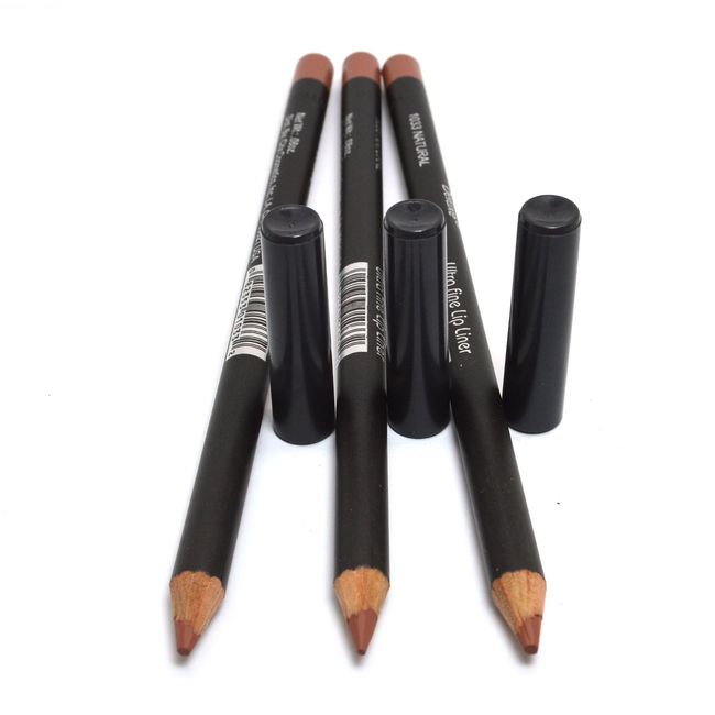 3 Pcs x Italia 1033 Natural Brown Ultra Fine Eye liner Pencil Lip Gray Eyeliner Set + Free ZipBag