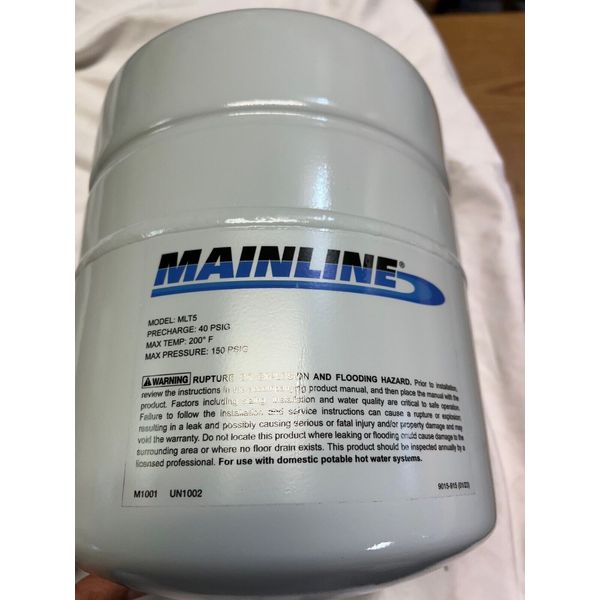 MAINLINE MLT5 3/4 MALE 2 GALLON POTABLE WATER INLINE THERMAL EXPANSION TANK