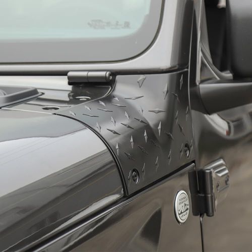 Savadicar Cowl Body Armor Outer Cowl Covers Corner Guards for 2018-2024 Jeep Wrangler JL JLU & Jeep Gladiator JT 2/4 Door, Exterior Accessories Parts, Textured Black, Pair