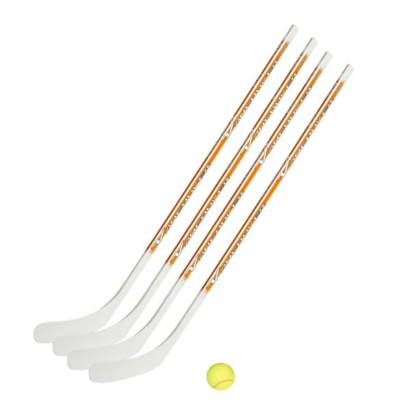 Vancouver Streethockeyschläger-Set Junior 8: 4 Schläger 115cm gerade Kelle & Tennisball