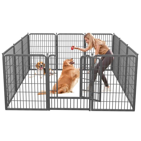 SQIREP 12pcs Dog Playpen Fence Outdoor 40"H Metal Pet Puppy Playpen Exercise Pen