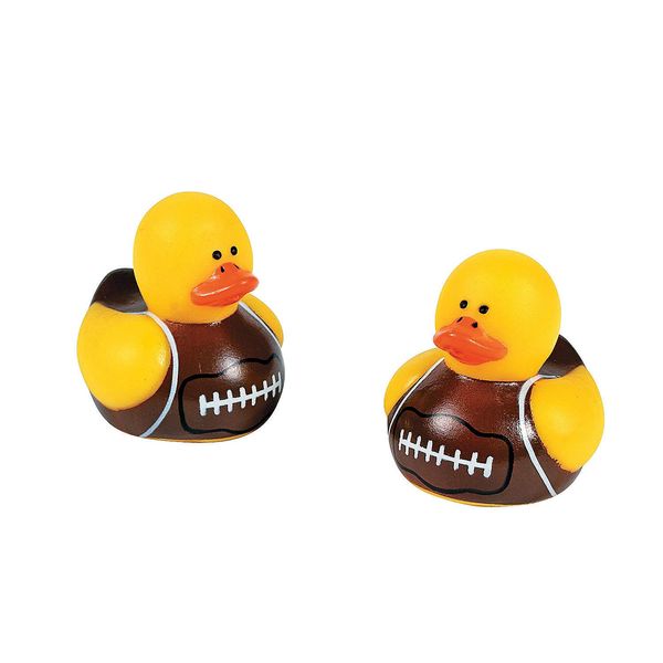 Fun Express Mini Football Rubber Ducks (Set of 24) Rubber Duckies-Tabletop Decor Accents, Party Favors, Novelty Gifts