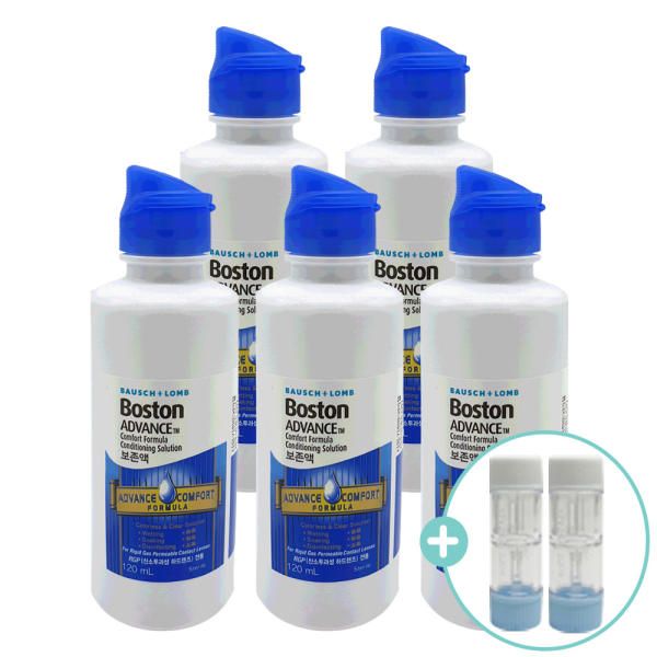 Boston Preservation Liquid 120ml x 5 + Hard Lens Case x 2 x Dream Lens Cleaning Liquid