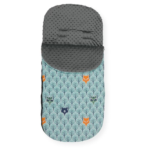 OLO Baby Universal Footmuff Cosytoes for Baby Stroller Pram Buggy Liner Padded XL (Fox & Trees/Grey)