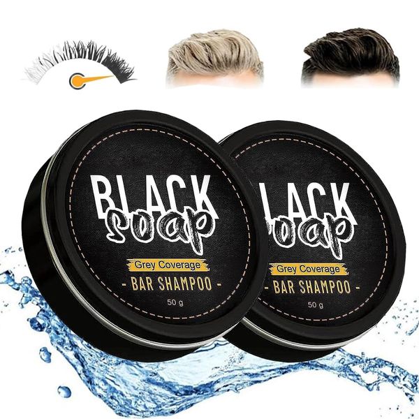 2 Stück Grau Glanz Seife,Grauglanz Haar,Natural Grey Hair Removal Soap,Natürliche Haarseife für Graues Haar,Seife zur Entfernung Grauer Haare,Solid Shampoo Bar