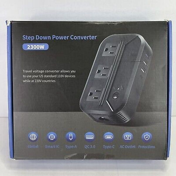 Voltage Converter 2300W Power Step Down 220V to 110V Universal Travel Adapter Po