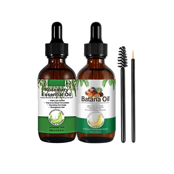 Batana Oil for Hair Growth,Hair Care Set with Rosemary Hair Oil & Natural Batana Oil,Pure Batana Oil for Healthier Thicker Fuller Hair,Prevents Hair Loss & Increases Shine