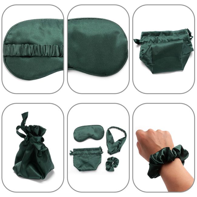 Set of Eye Mask Sleep Mask Blindfold Blockout Cover Smooth Headband Storage bag