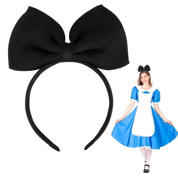 Bow Headbands Headdress for Women and Girls, Perfect Hair Accessories for Alice in Wonderland Cosplay (Black)