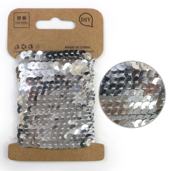 Sequin Blade [Silver] Silver SPN-013 Sequin Tape Sequin Trim Craft Glitter Puffy Round