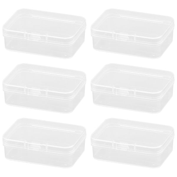 Rumyve 6Pcs Clear Plastic Storage Boxes with Lids - Mini Rectangular Containers for Beads, Business Cards, Pills, and Small Items(6.5 * 4.5 * 2 cm)