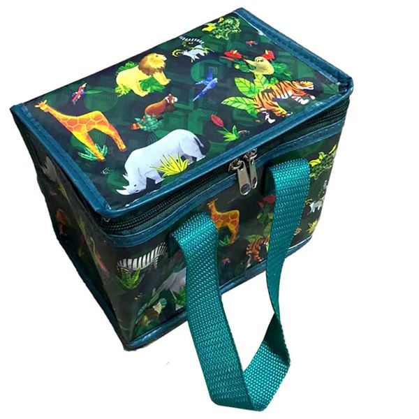 Puckator Cool Lunch Bag with Animal Kingdom Design Made Out of Recycled Plastic Bottles - Insulated Lunch Bag for Women Men Children - Lunch Box Bag for Work & School - Beach Picnic Accessories