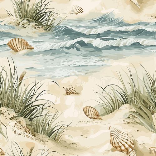 Livelynine 17.5x276 Beach Peel and Stick Wallpaper for Bedroom Kitchen Rv Bathroom Waterproof Retro Beach Landscape Wall Paper Mural Self Adhesive Contact Paper Decorative Ocean Waves Coastal Theme